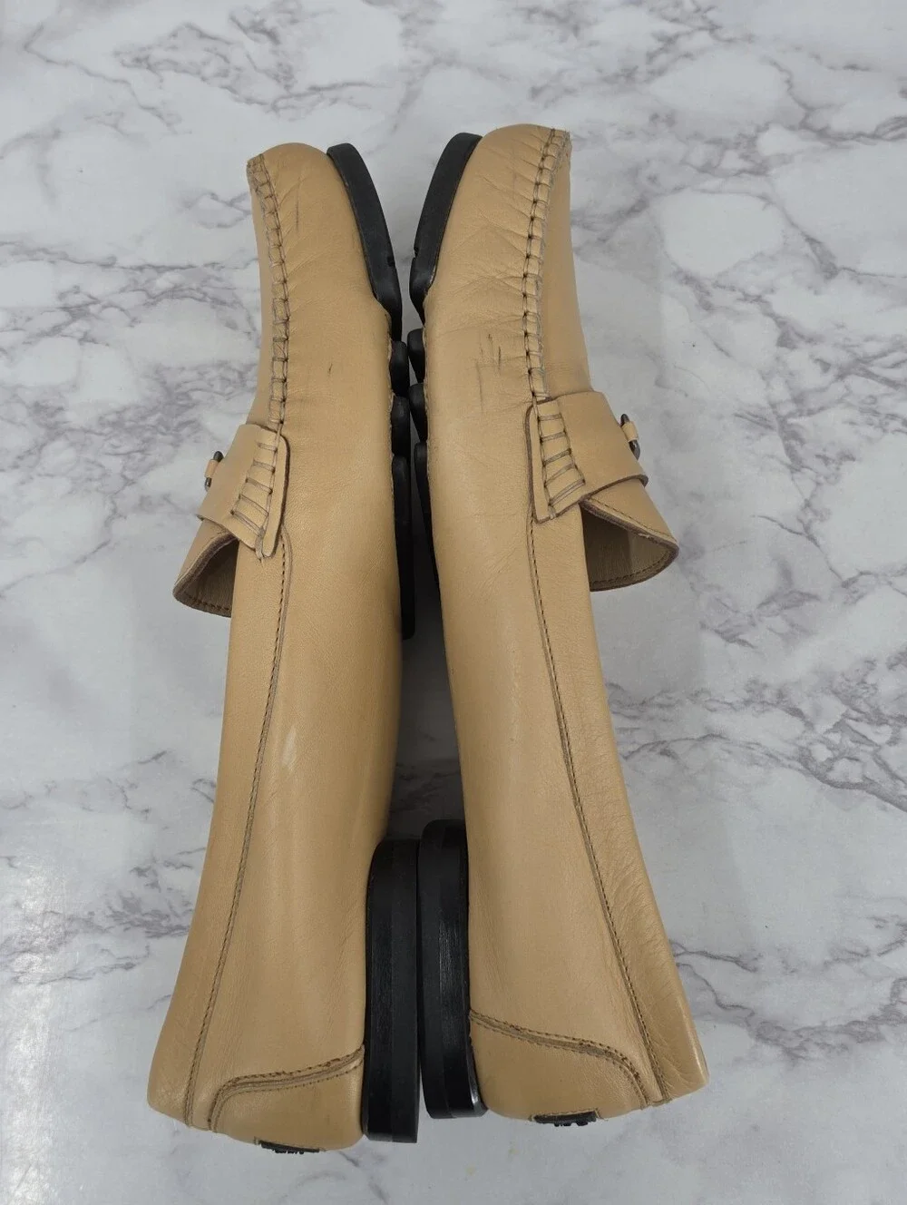 Salvatore Ferragamo Sport Tan Leather Gancio Driving Moccasin Loafers Shoes
